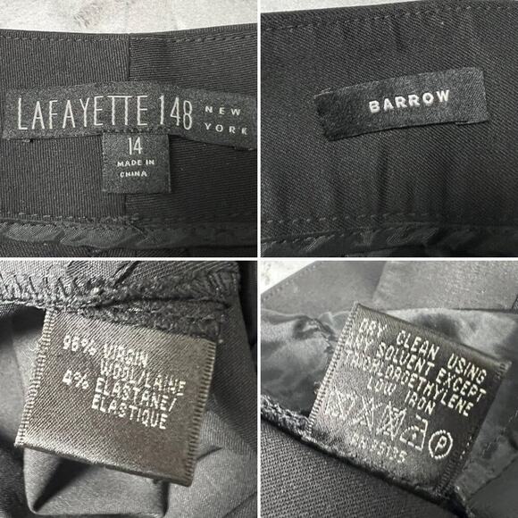 Lafayette 148 Barrow Wide Leg Virgin Wool Trousers SIZE 14 Black High Rise Pants - Picture 3 of 8